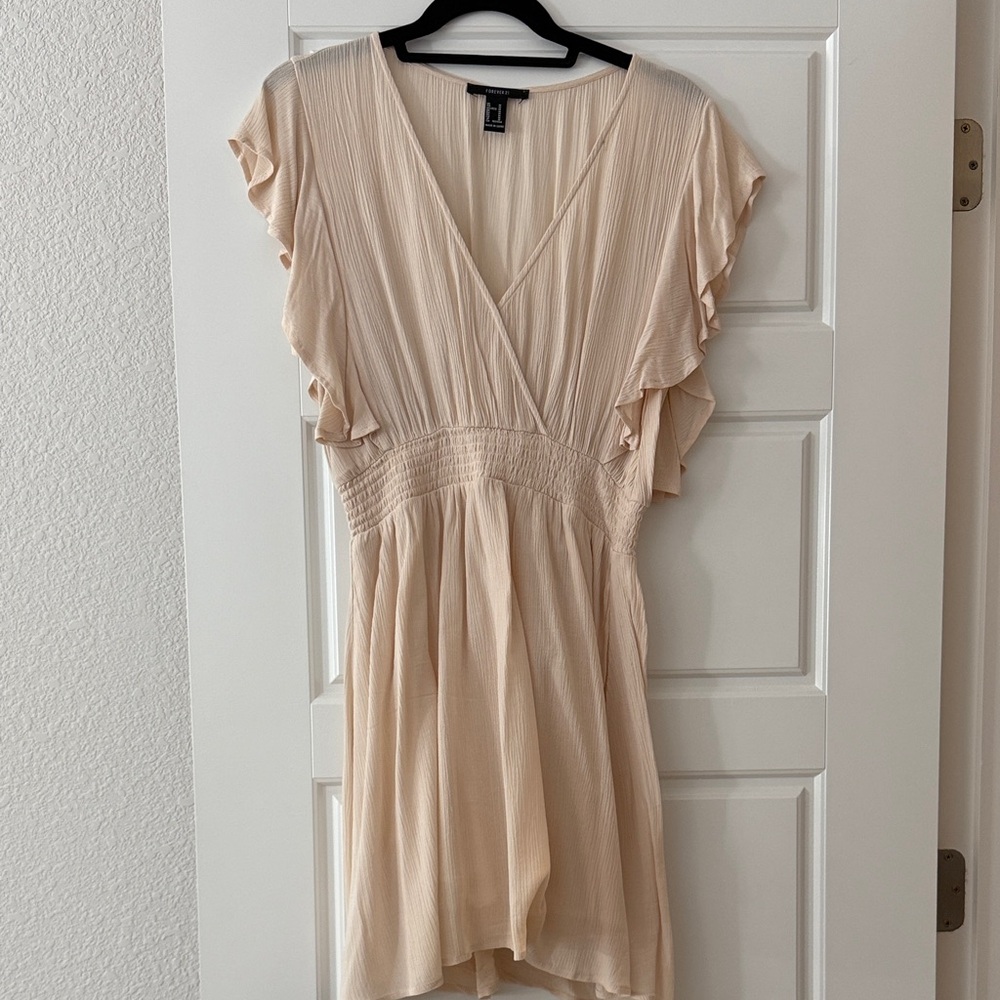 Light Pink Ruffled V-Neck Dress
